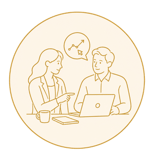 Icon representing direct one-to-one support from a marketing partner