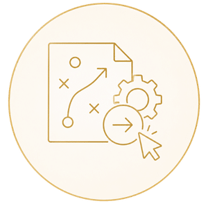 Icon representing marketing strategy that is turned into practical action